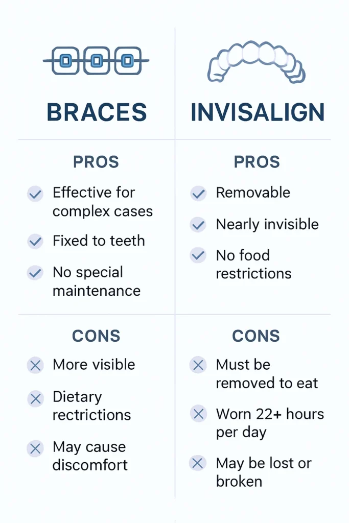 Braces vs Invisalign Pros and Cons – Which is Right for You? 2 Braces vs Invisalign Pros and Cons | Dr. Vikram's Align